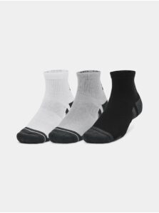 Sada troch párov unisex športových ponožiek v bielej, šedej a čiernej farbe Under Armour UA Performance Tech 3pk Qtr