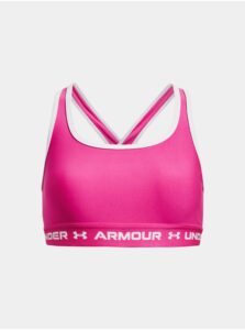 Tmavo ružová dievčenská športová podprsenka Under Armour G Crossback Mid Solid