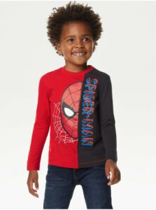 Čierno-červené chlapčenské tričko s potlačou Marks & Spencer Spider-Man™