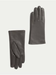 Šedé dámske kožené rukavice s podšívkou Marks & Spencer