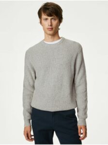 Šedý pánsky basic sveter Marks & Spencer