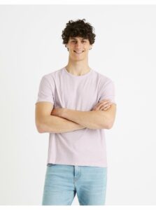 Svetlo fialové pánske basic tričko Celio Fecola
