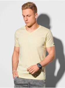 Krémové pánske basic tričko Ombre Clothing