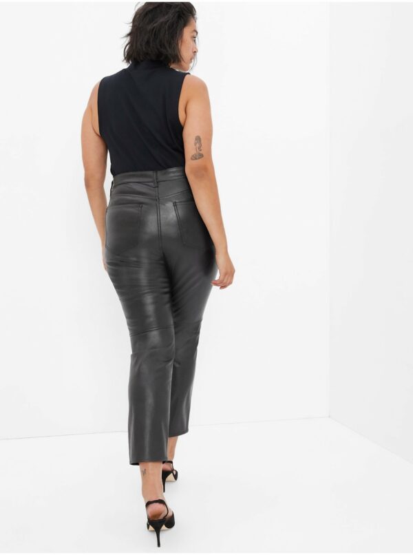 Černé dámské kalhoty slim high rise z umělé kůže GAP