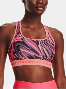 Fialovo-ružová dámska vzorovaná športová podprsenka Under Armour UA Crossback Mid Print