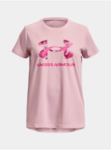 Ružové dievčenské športové tričko Under Armour Tech Solid Print Fill BL SSC