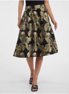 Zlato-čierna dámska kvetovaná sukňa ORSAY