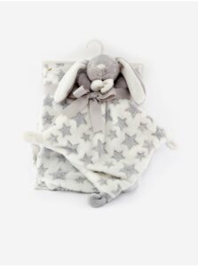 Šedo-biela detská vzorovaná deka s plyšovým maznáčikom na spanie SIFCON