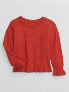 Červený dievčenský sveter s volánikmi GAP