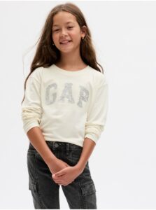 Krémové dievčenské tričko s logom GAP