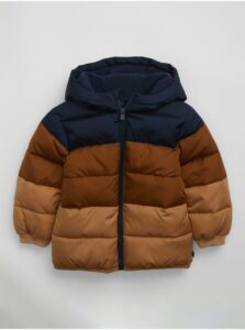 Modro-hnedá chlapčenská zimná prešívaná bunda s kapucňou GAP