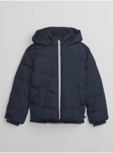 Tmavomodrá chlapčenská zimná prešívaná bunda s kapucňou GAP