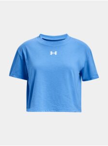 Modré dievčenské crop top tričko Under Armour UA CROP SPORTSTYLE LOGO SS
