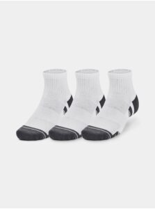 Sada troch párov detských športových ponožiek v bielej a tmavo šedej farbe Under Armour UA Performance Cotton 3p Qtr