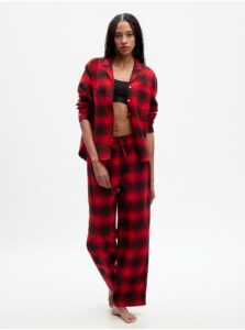 Čierno-červené dámske flanelové kockované pyžamo GAP