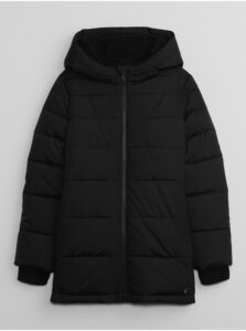 Čierna detská prešívaná zimná bunda s kapucňou GAP