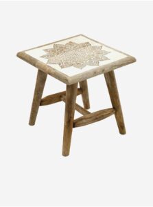 Ručne vyrezávaná stolička z mangového dreva SIL SIFCON biela