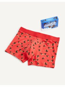 Červené pánske vzorované boxerky Celio Choco