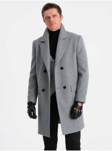 Šedý pánsky kabát s podšívkou Ombre Clothing