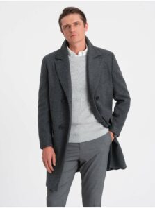 Tmavosivý pánsky kabát s podšívkou Ombre Clothing