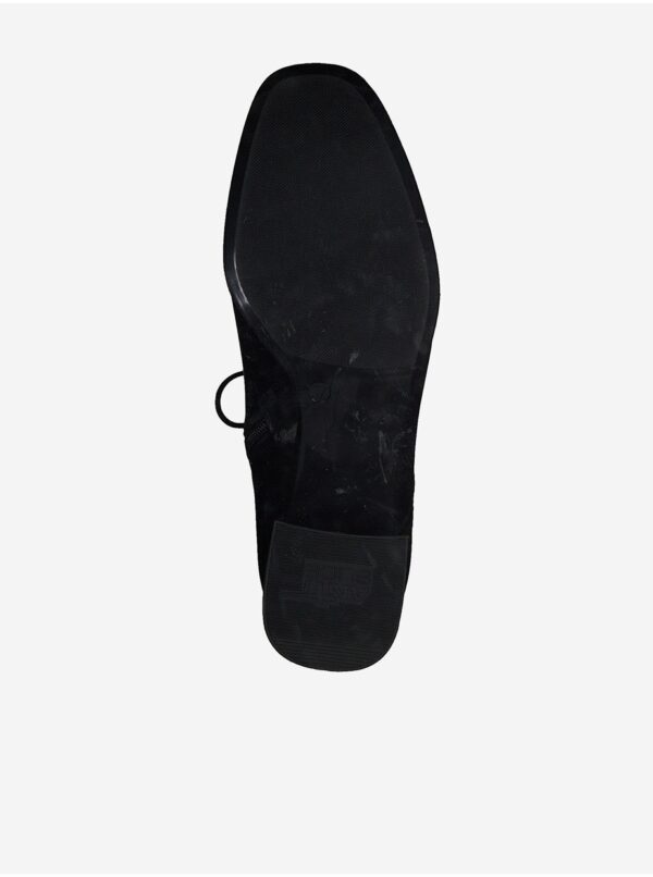 Čierne kožené členkové topánky na podpätku Tamaris