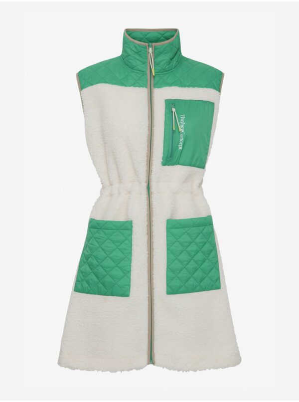 Krémovo-zelená dámska dlhá vesta The Jogg Concept