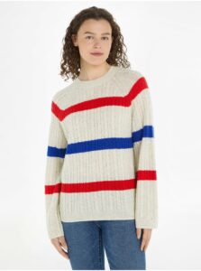 Béžový dámsky vlnený sveter Tommy Hilfiger