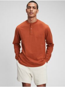 Oranžové pánské tričko s dlhým rukávom GAP