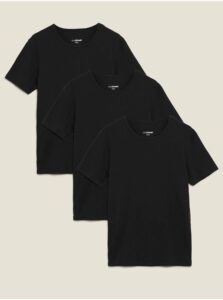 Sada troch čiernych pánskych tričiek pod košeľu s technológiou Cool & Fresh™ Marks & Spencer