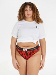 Čierno-červené dámske vzorované tangá Calvin Klein Underwear