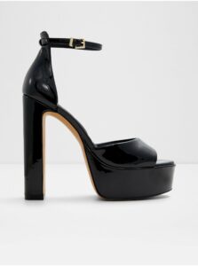 Čierne dámske lakované sandále na podpätku Aldo Nissa