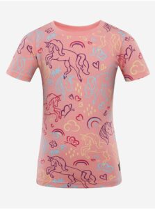 Ružové dievčenské vzorované tričko s motívom jednorožca NAX ERDO