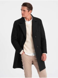 Čierny pánsky kabát s podšívkou Ombre Clothing