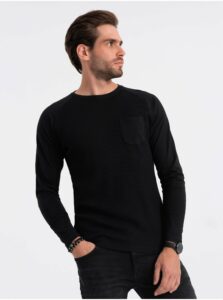 Čierne pánske basic tričko s vrecúškom Ombre Clothing