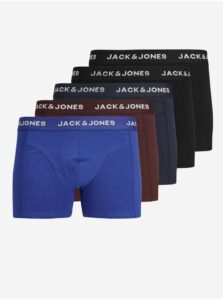 Súprava piatich pánskych boxeriek v modrej, hnedej a čiernej farbe Jack & Jones Black Friday