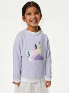 Fialové dievčenské obojstranné tričko s flitrami Marks & Spencer