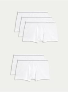 Súprava piatich pánskych boxeriek v bielej farbe Marks & Spencer