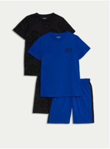 Sada dvoch chlapčenských pyžám v modrej a čiernej farbe s herným motívom Marks & Spencer