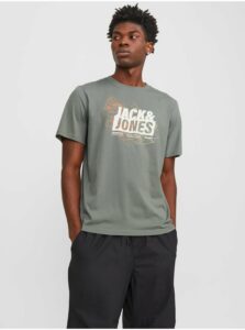 Khaki pánske tričko Jack & Jones Map
