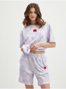Bielo-fialová dámska batikovaná pyžamová súprava HUGO