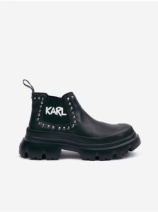 Čierne dámske kožené členkové topánky KARL LAGERFELD Trekka Max