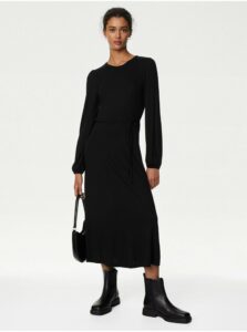 Čierne dámske šaty s viazaním v pase Marks & Spencer