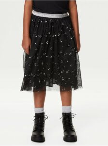 Čierna dievčenská vzorovaná tylová sukňa Marks & Spencer