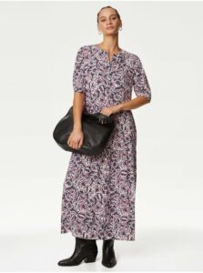 Ružovo-fialové dámske vzorované šaty Marks & Spencer