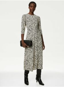 Čierno-krémové dámske bodkované šaty Marks & Spencer