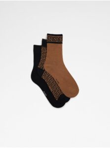 Súprava troch pánskych ponožiek v hnedej a čiernej farbe ALDO Deranna