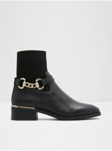 Čierne dámske kožené členkové topánky ALDO Franina