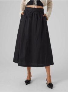Čierna dámska midi sukňa Vero Moda Cilla