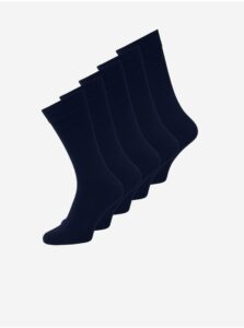 Súprava piatich párov pánskych ponožiek v tmavo modrej farbe Jack & Jones Jens