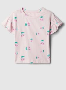 Ružové dievčenské vzorované tričko s volánikmi GAP